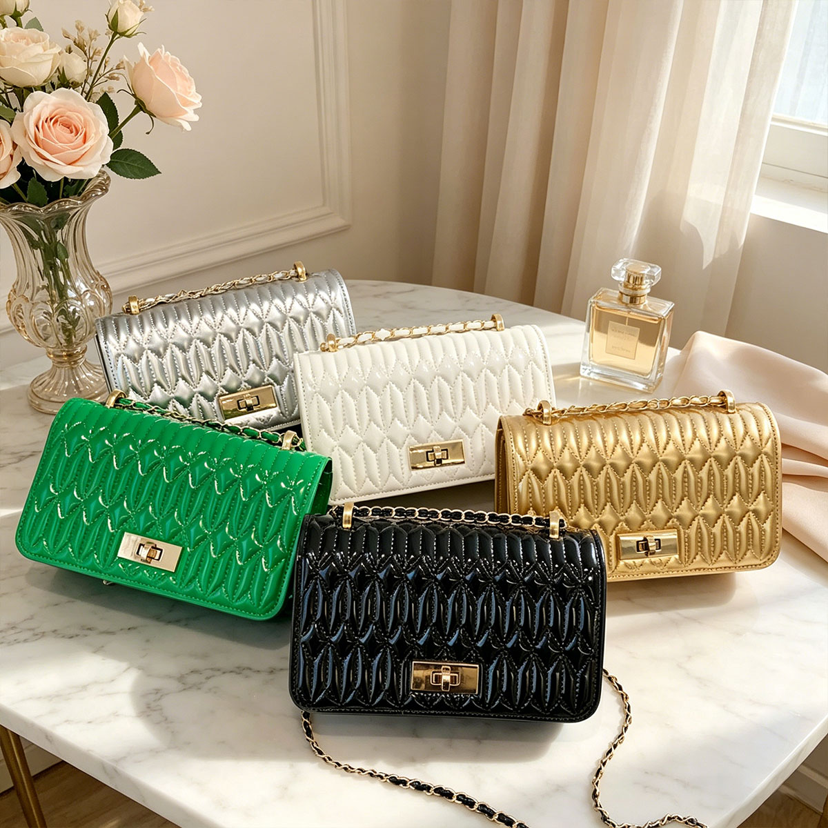 Luxury Quilted Bags - Light Luxury Argyle Quilted Quilted Glossy