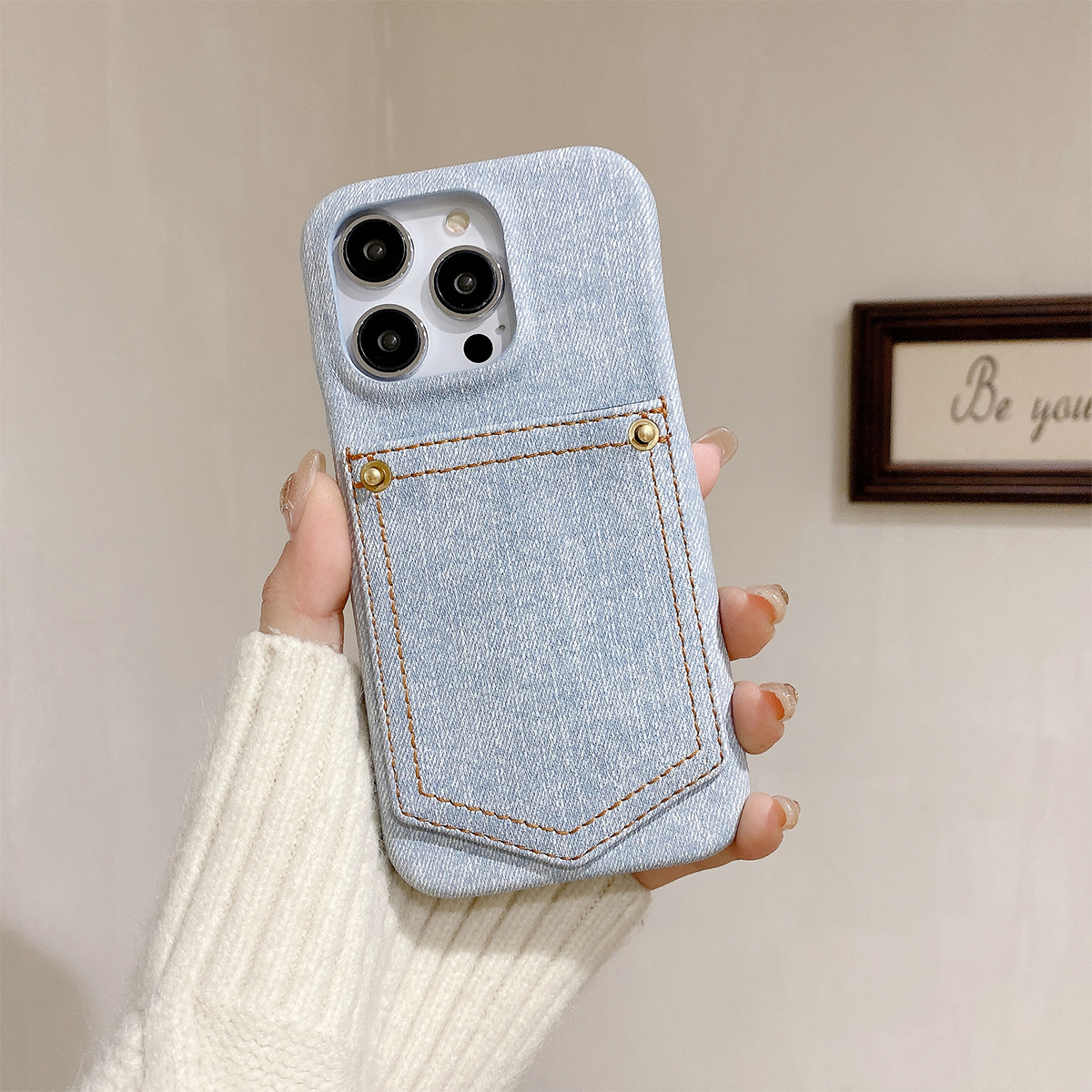 Luxury Bags Denim - Luxury Denim Leather Card Bag Case