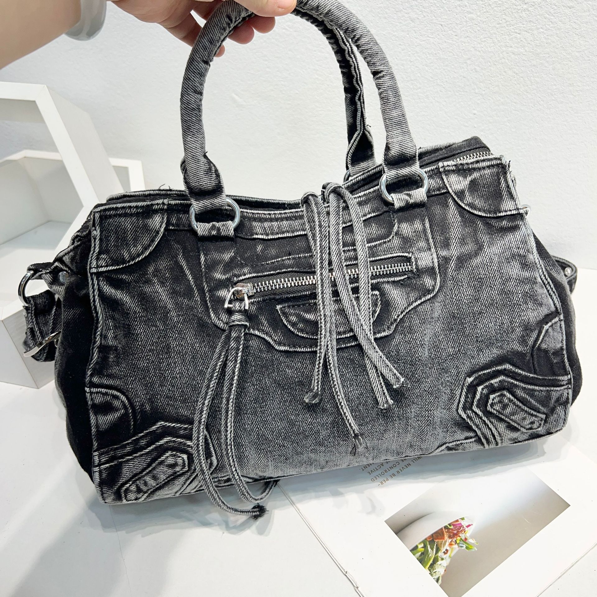 Luxury Bags Denim - New Moto & Biker Pillow Bags