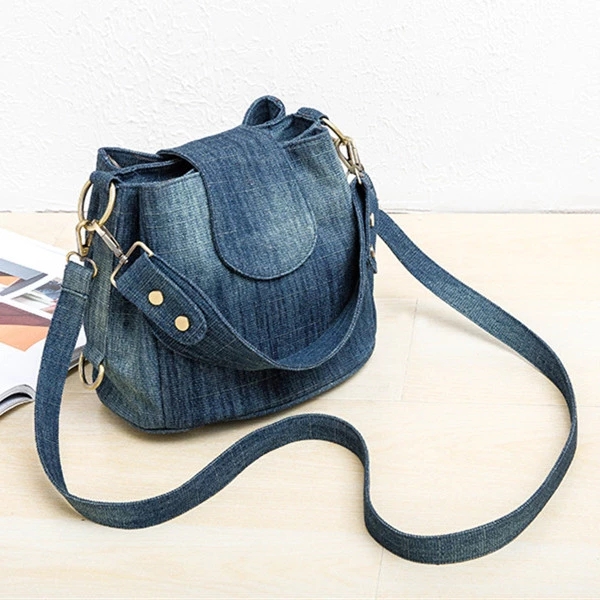 Luxury Bags Denim - Casual Denim Bucket bag for women