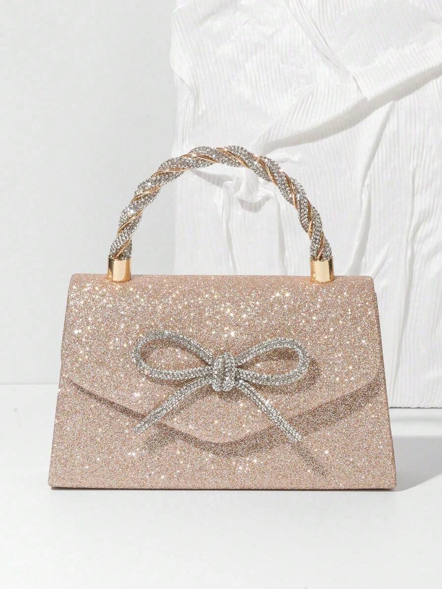 Mini Bag Evening Clutch - Glitter Rhinestone Bow Clutch Evening Bag