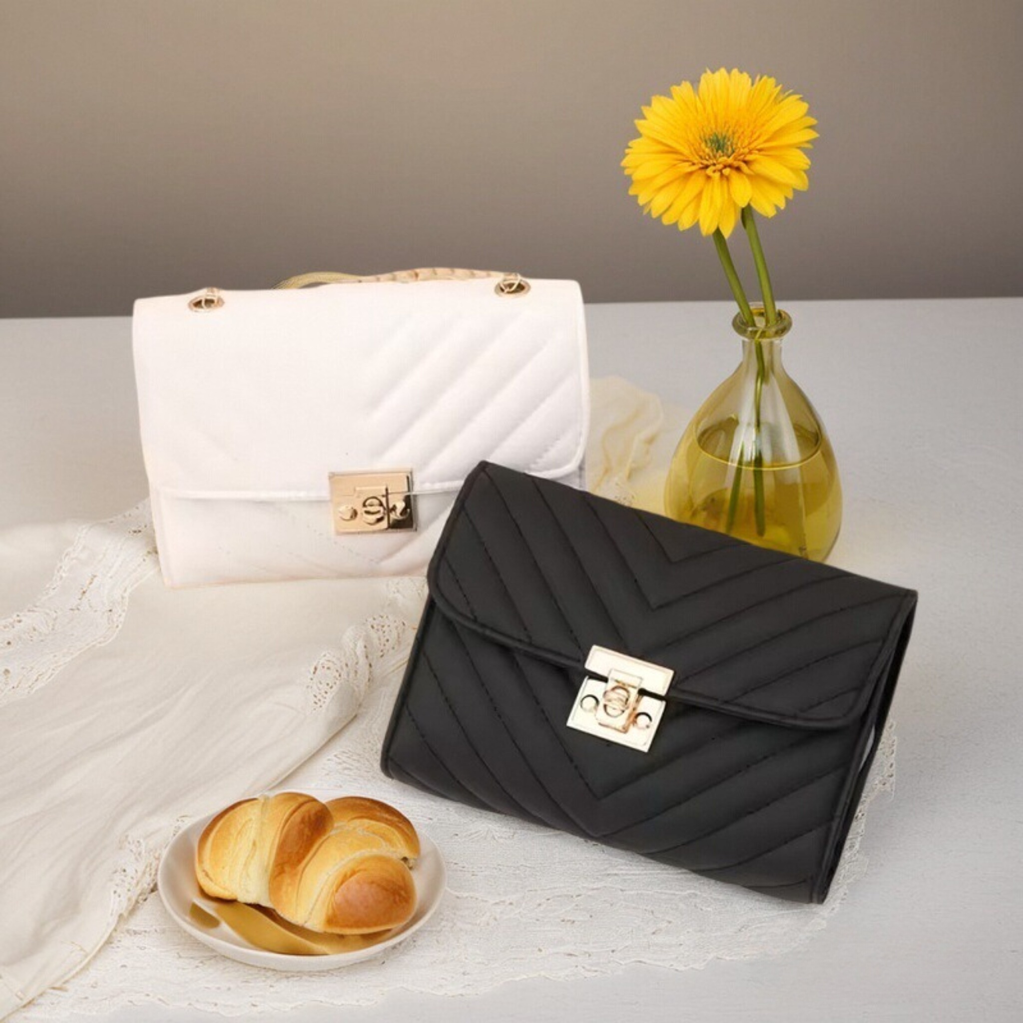 Luxury Quilted Bags - Luxury V-Chevron Quilted Chain Bag Retro