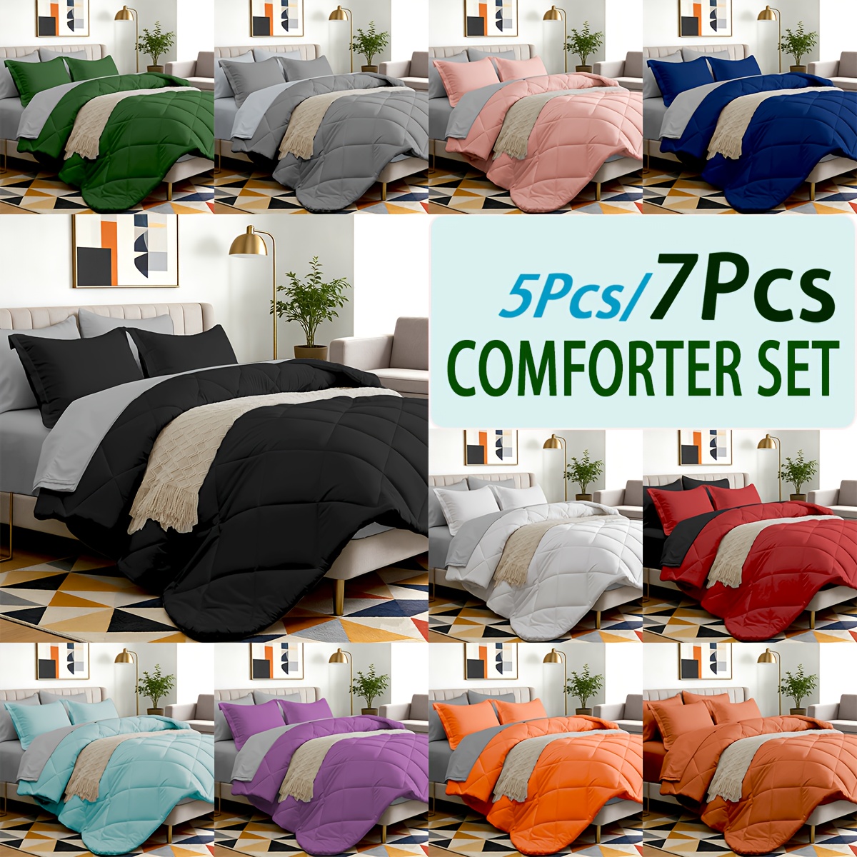 Luxury Bags Pakistan - us5/7pcs Luxurious Double-sided Checked Pattern Comforter