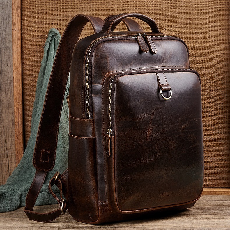 Men's Top Grain Waxed Leather  - Genuine Leather Backpack recension och pris