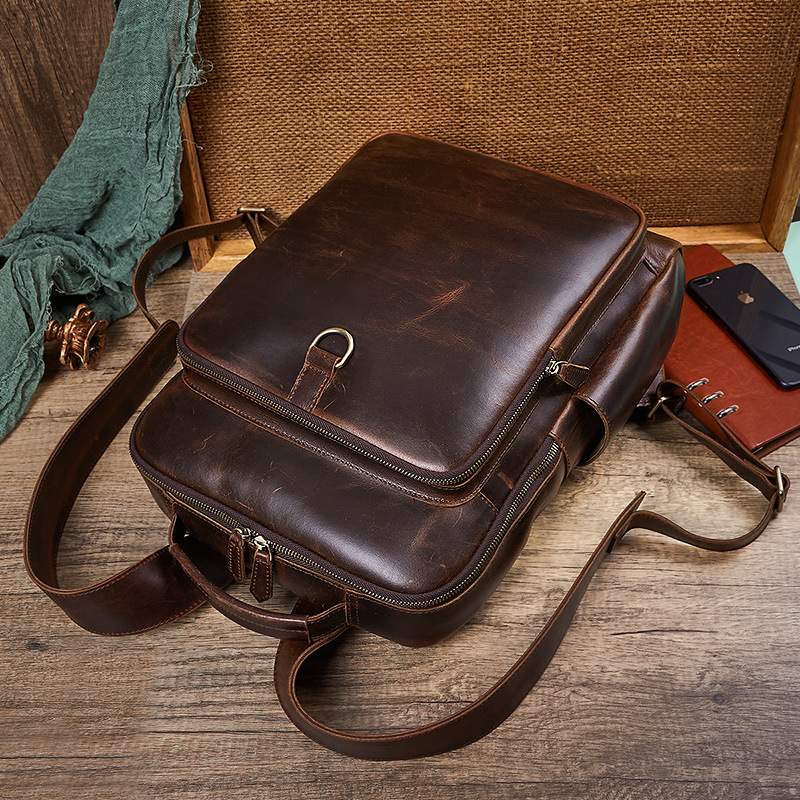 Men's Top Grain Waxed Leather  - Genuine Leather Backpack recension och pris
