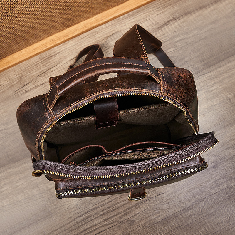 Men's Top Grain Waxed Leather  - Genuine Leather Backpack recension och pris