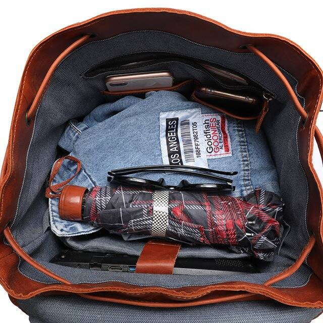 XZAN Men S Bags Fashion Europe - Genuine Leather Backpack recension och pris