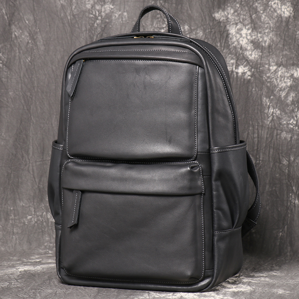 Genuine Leather Men Business B - Genuine Leather Backpack recension och pris
