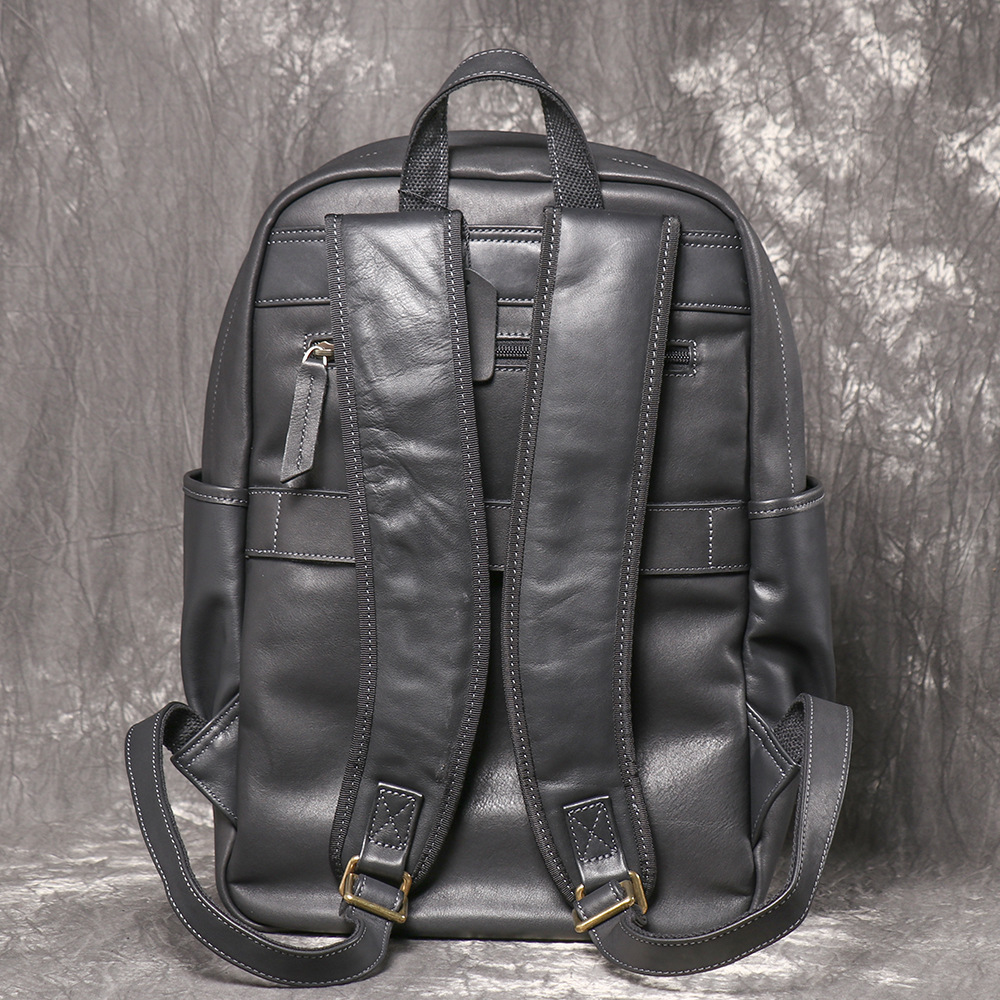 Genuine Leather Men Business B - Genuine Leather Backpack recension och pris