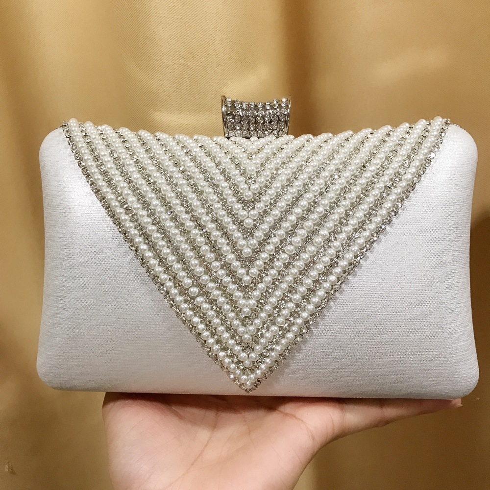 Women Pearl Diamond Beaded Eve - Mini Bag Evening Clutch recension och pris