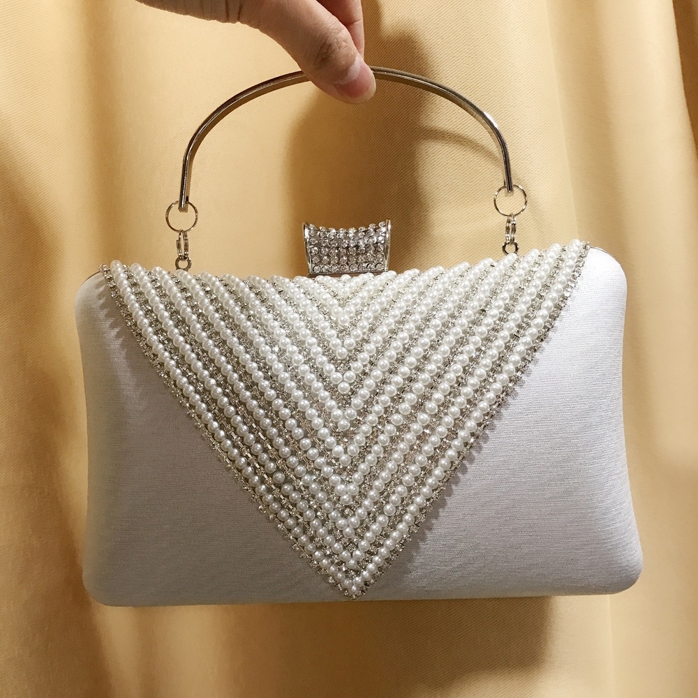 Women Pearl Diamond Beaded Eve - Mini Bag Evening Clutch recension och pris