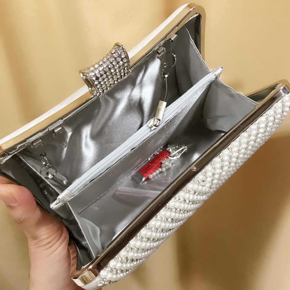 Women Pearl Diamond Beaded Eve - Mini Bag Evening Clutch recension och pris