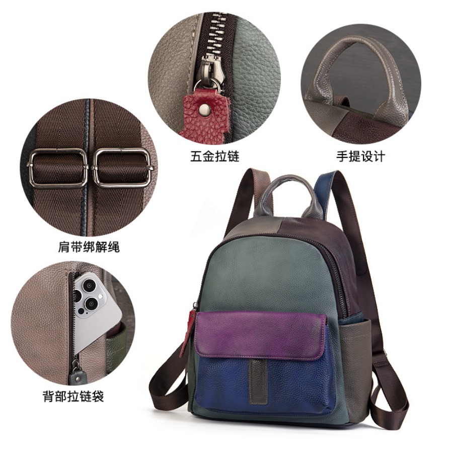 【New Arrival】 Vintage Color Bl - Genuine Leather Backpack recension och pris