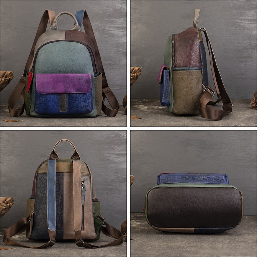 【New Arrival】 Vintage Color Bl - Genuine Leather Backpack recension och pris
