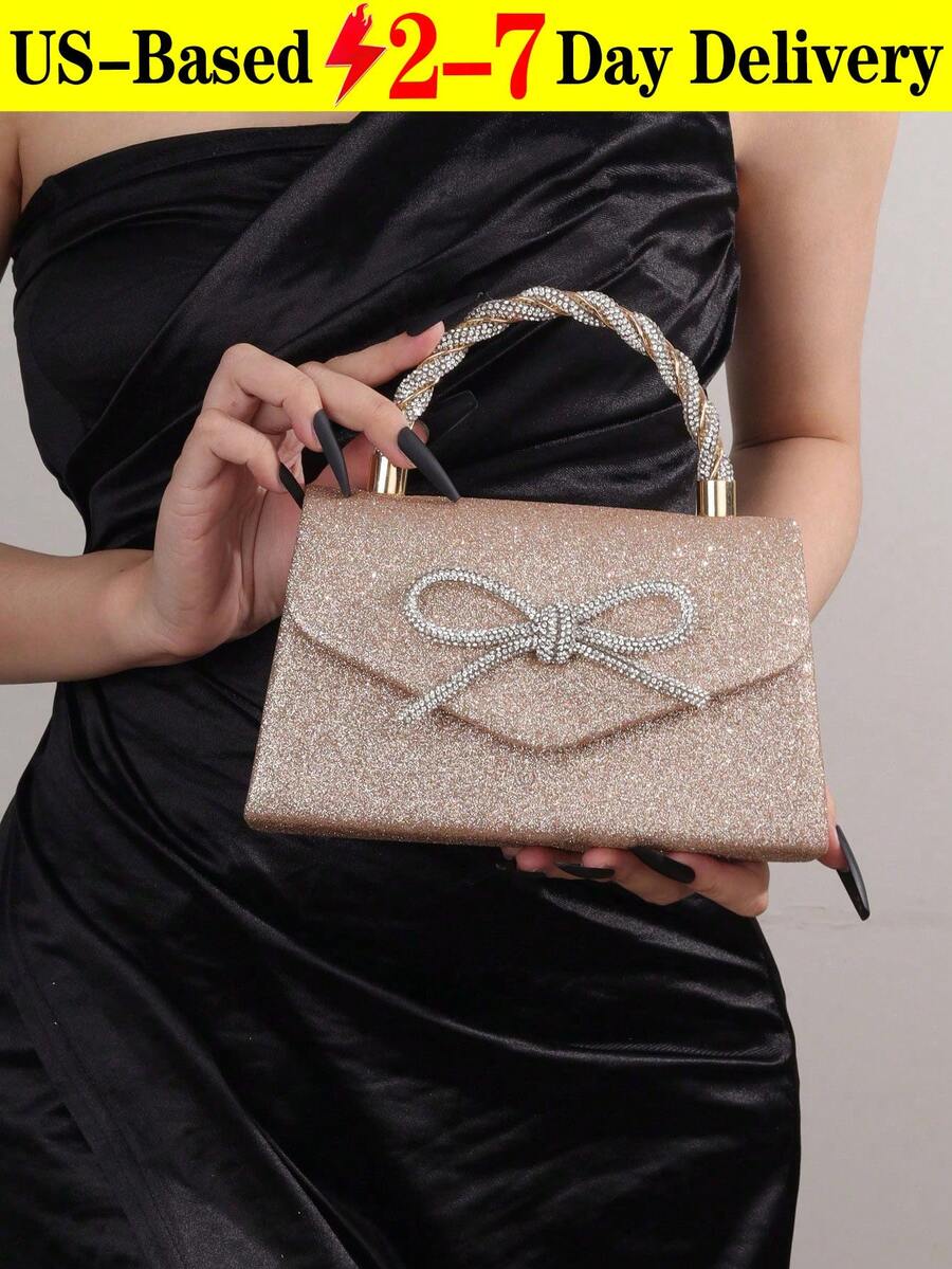 Glitter Rhinestone Bow Clutch  - Mini Bag Evening Clutch recension och pris