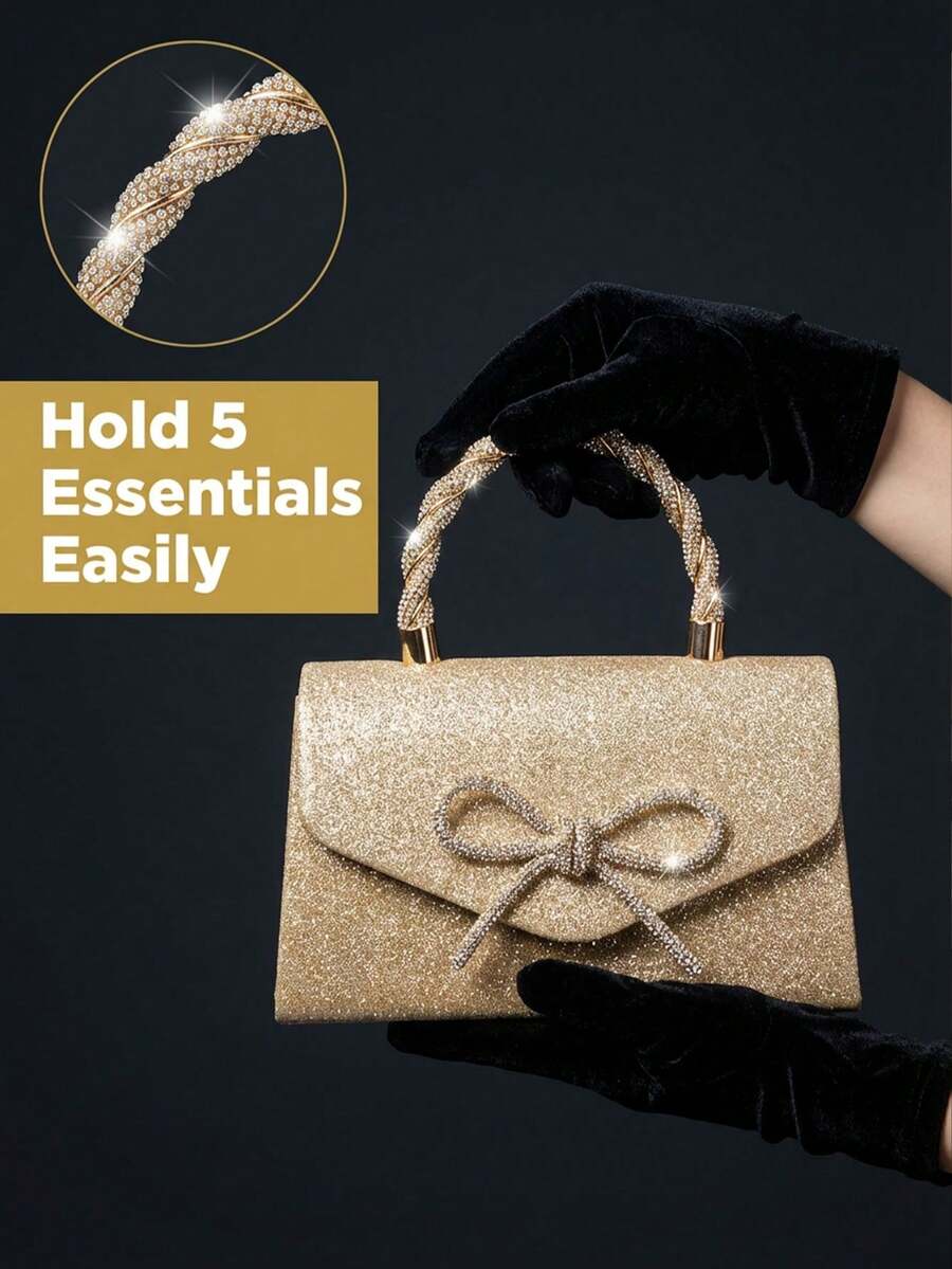 Glitter Rhinestone Bow Clutch  - Mini Bag Evening Clutch recension och pris