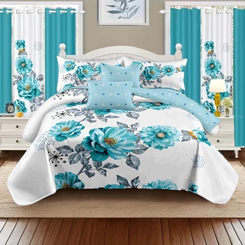 us2/3pcs Teal Floral Beding Co - Luxury Bags Pakistan recension och pris