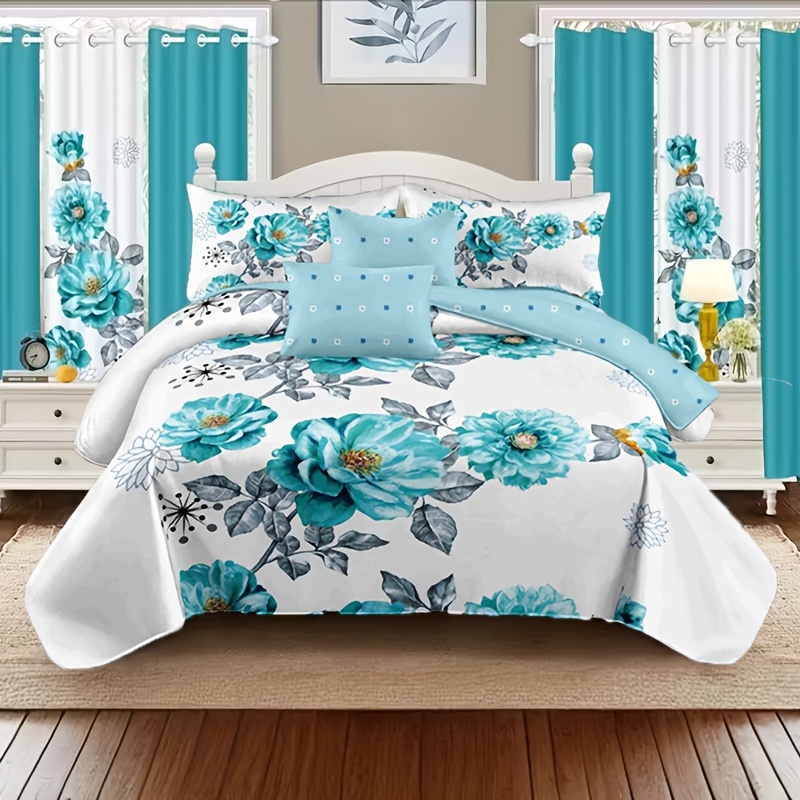 us2/3pcs Teal Floral Beding Co - Luxury Bags Pakistan recension och pris