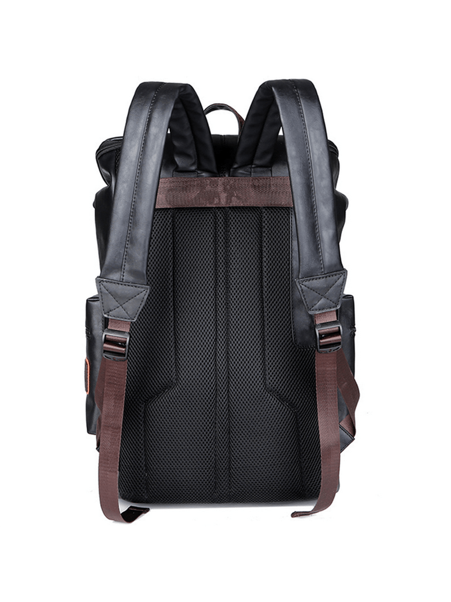 Vintage Black Leather Laptop B - Genuine Leather Backpack recension och pris